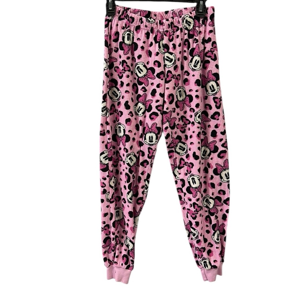 Disney Minnie Mouse Pink Textured Loungewear Jogger Pajama Pants Womens Small